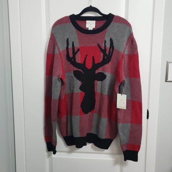 ASPEN Plaid Reindeer Sweater - Picture 1 of 6